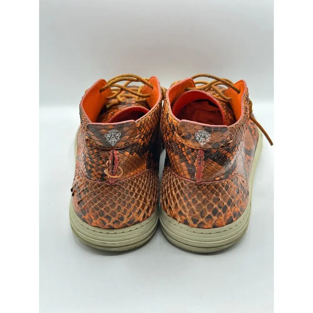 GUCCI Mid-Top Snakeskin Python Print Sneakers Orange Brown Sz 10 G/US 10.5 $1295